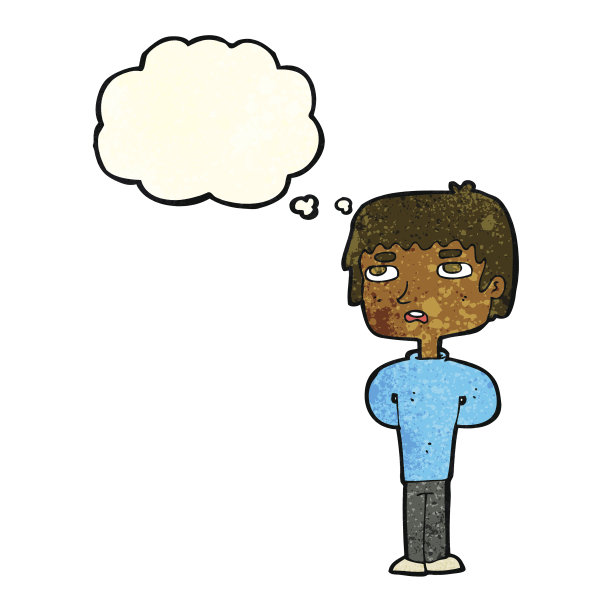 带有思想泡泡的卡通不快乐男人图片下载