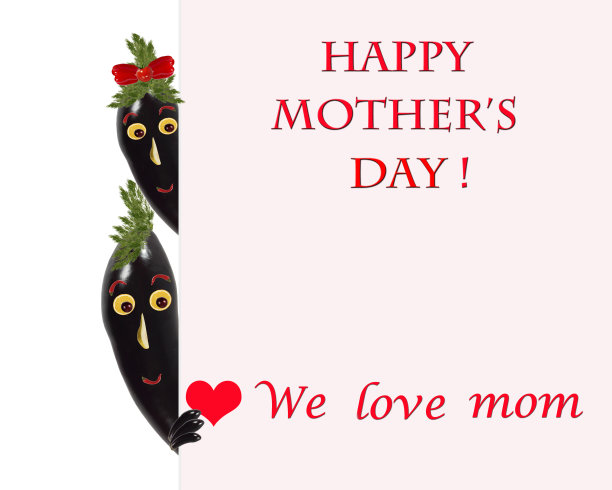 给妈妈的贺卡和可爱的茄子图片下载