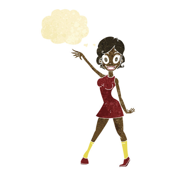 卡通派对女孩与思想泡泡图片下载