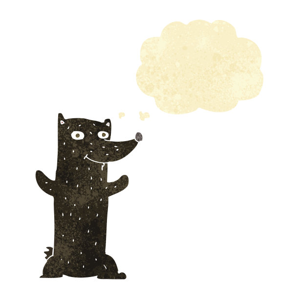 卡通黑熊与思想泡泡图片下载