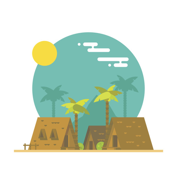 海滩平房的平面设计图片下载