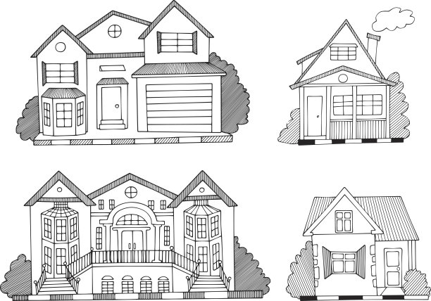 手绘房屋矢量图片下载