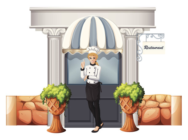 厨师在餐厅前面图片下载