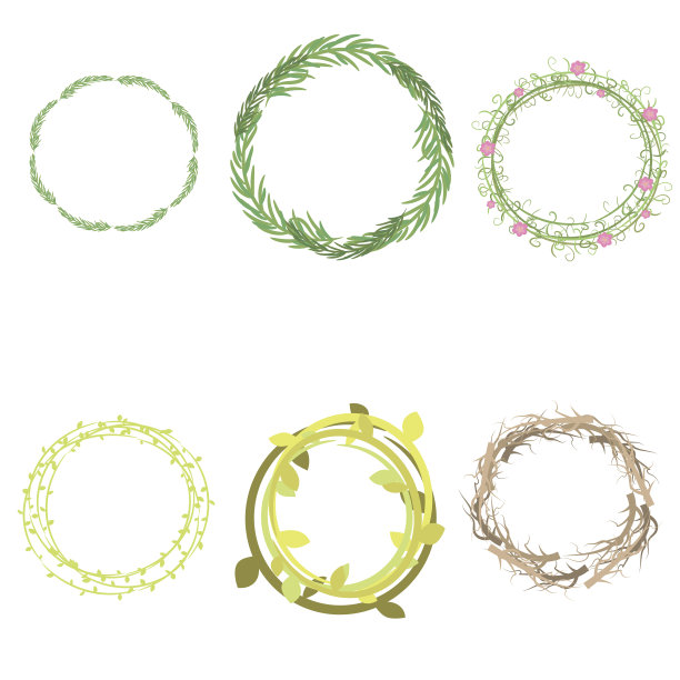 圆树枝集向量孤立在白色图片下载