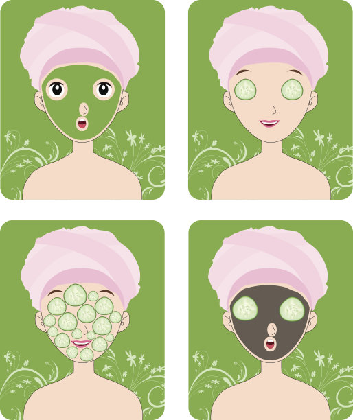 用面膜和化妆品的女人图片下载