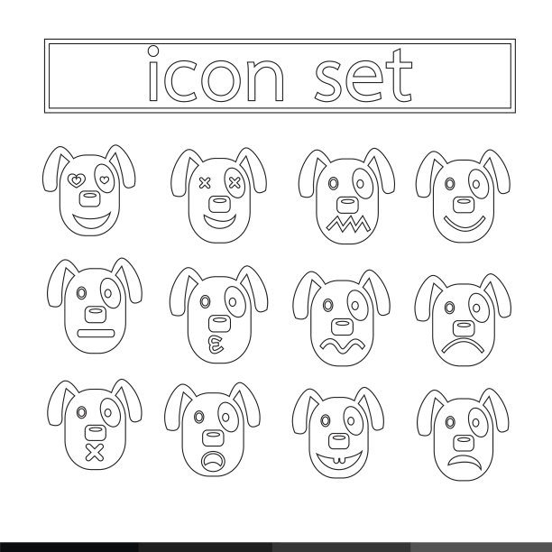 狗狗情感图标设置插画设计图片下载