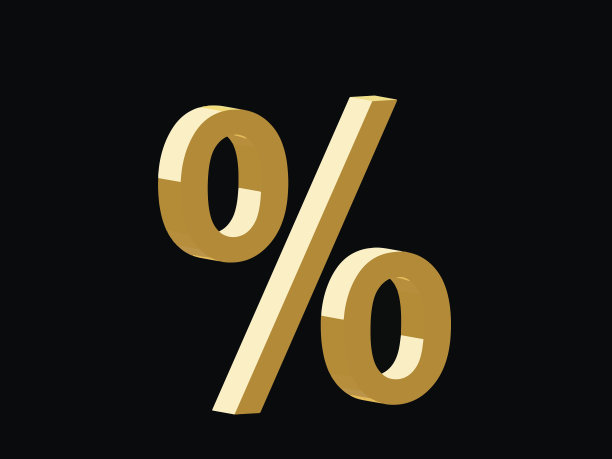 金色3d百分比符号向量图片下载