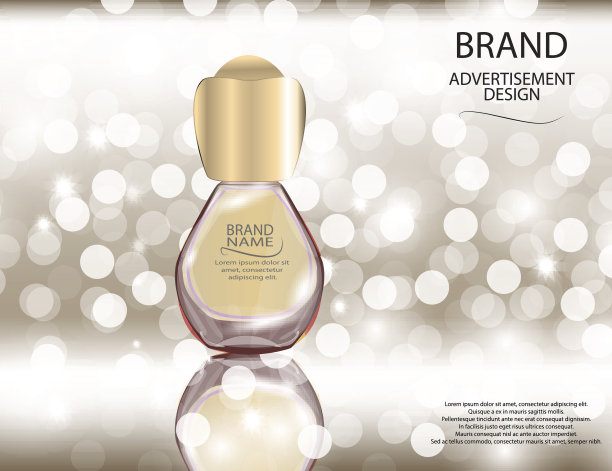 迷人的香水玻璃瓶上闪闪发光的效果背景。图片下载