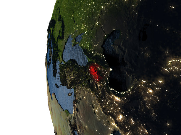 从太空俯瞰亚美尼亚的日落图片下载