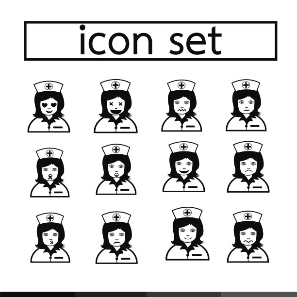 护士情绪图标集插画设计图片下载