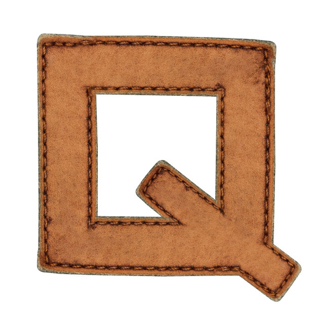 皮革字母表孤立在白色，字母q图片下载