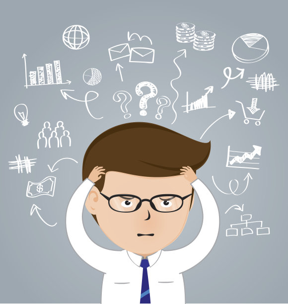 商人以头痛反对手绘商业图标图片下载