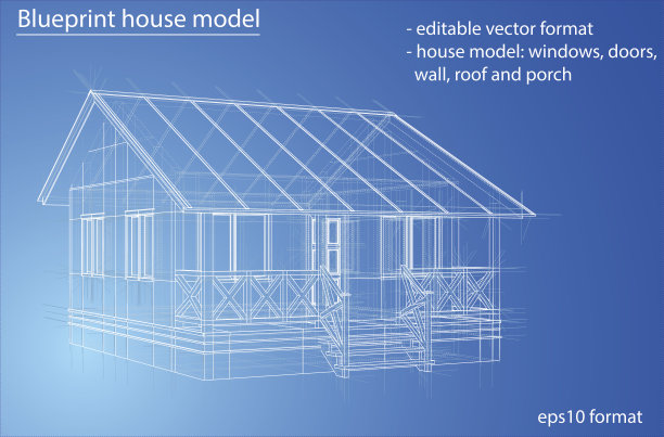 家线框结构。向量图片下载
