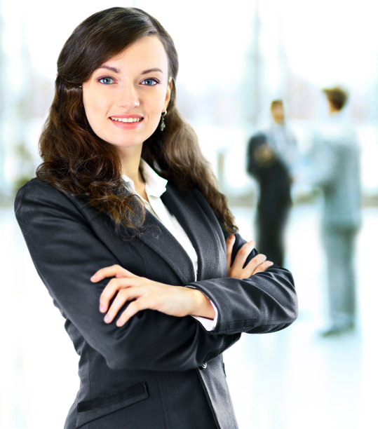 商业女性和她的员工，人群图片下载