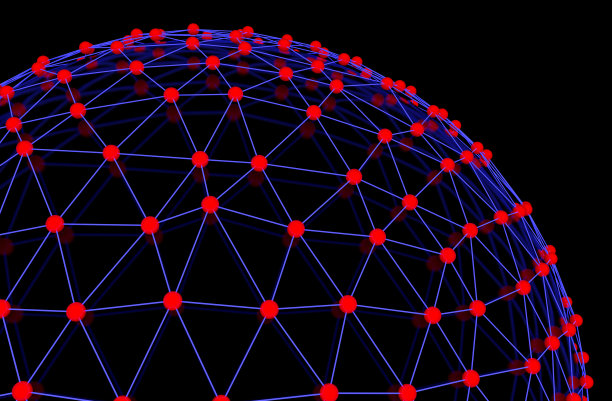 黑色球体上的分子结构模型图片下载