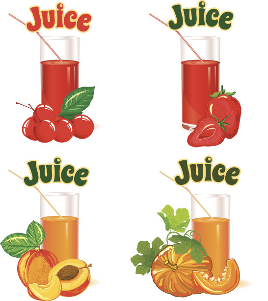 用来装樱桃、草莓、桃子和南瓜汁的玻璃杯图片下载