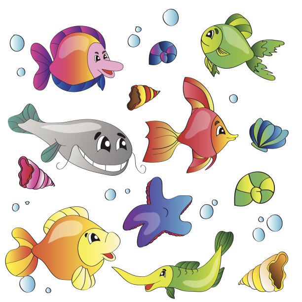 海洋生物的图像向量集图片下载