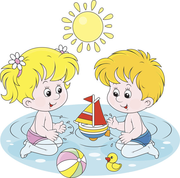 孩子们在水里玩耍图片下载