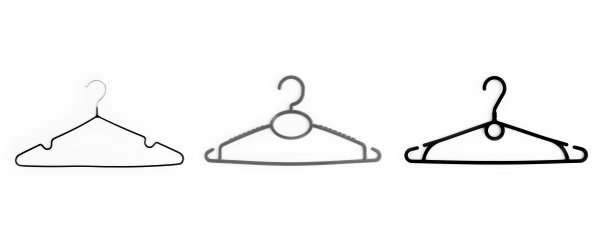 几个不同形状和颜色的衣架拼贴画，孤立在白色背景上，特写图片下载
