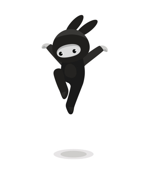 跳跃可爱的兔子忍者孤立在白色的背景图片下载