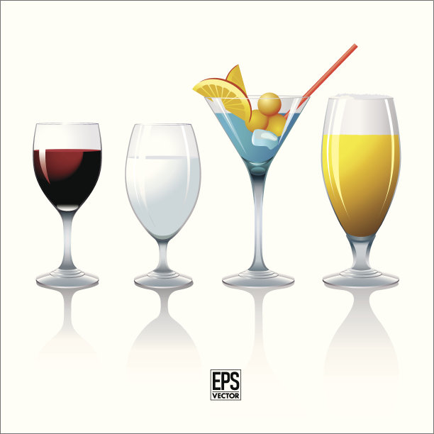 一套用玻璃杯装的饮料图片下载