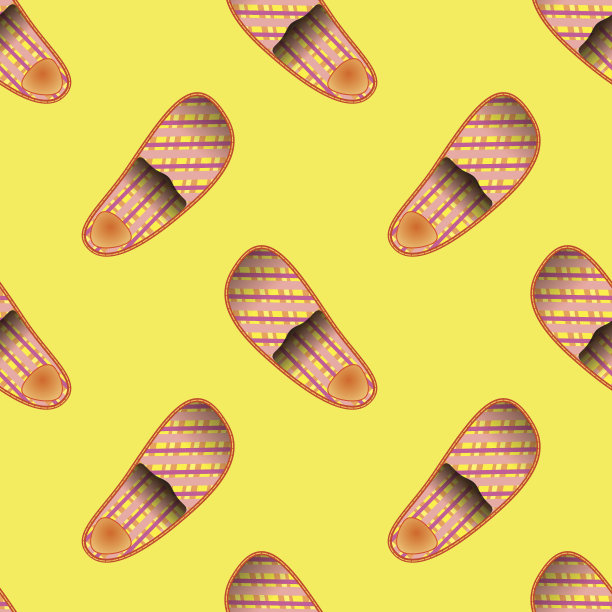 家居软橙色拖鞋无缝模式图片下载