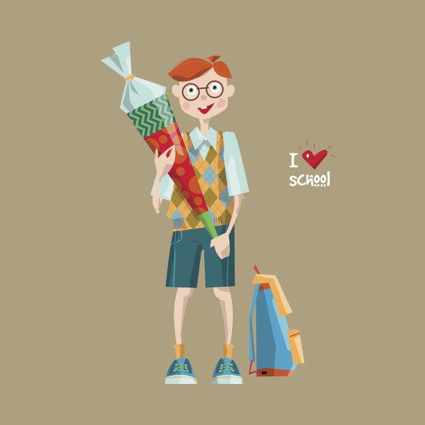 戴着舒特锥的小学生。德国的传统。我爱学校。图片下载