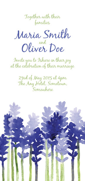 矢量背景与蓝色水彩薰衣草图片下载