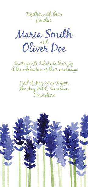 矢量背景与蓝色水彩薰衣草图片下载