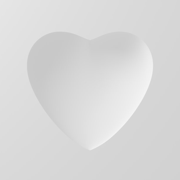 白色背景上的白色心的凹形图片下载