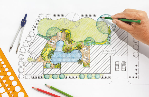 景观设计师为别墅设计后院平面图图片下载