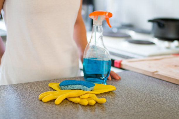 女人打扫厨房图片下载