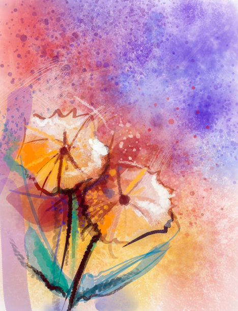 水彩橙色非洲菊素材图片