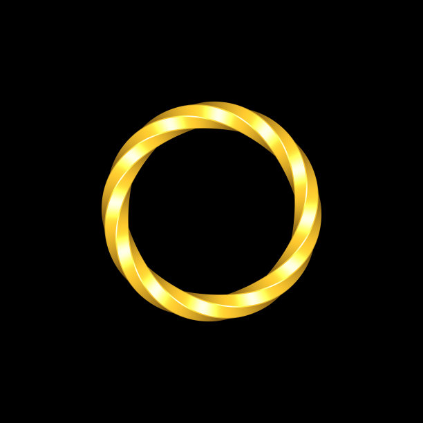 扭曲的金属环。孤立在黑色背景上。3 d渲染插图。图片下载