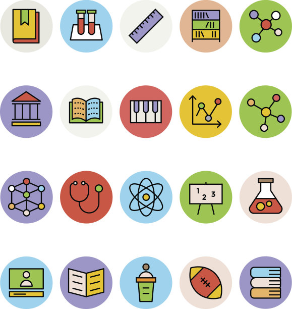 教育彩色矢量图标图片下载