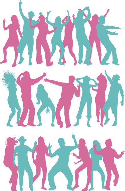 跳舞的人剪影。图片下载