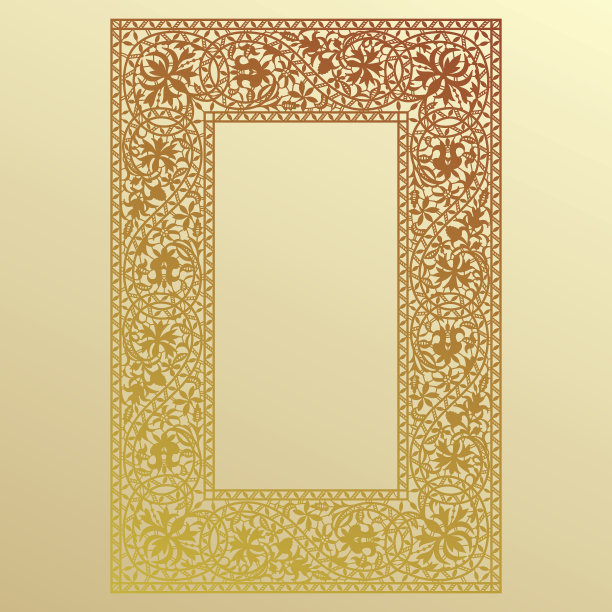 黄金花边框架。图片下载