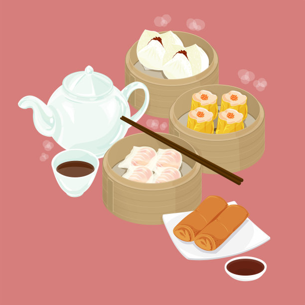 中国点心，哈尔高，虾饺的插图图片下载