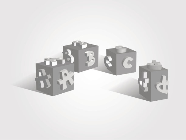 3D有趣和可爱的立方体字体- abcd图片下载
