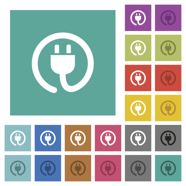 滚动电源线方形平多色图标图片下载