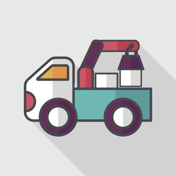 卡车平面图标与长影子，eps10图片下载