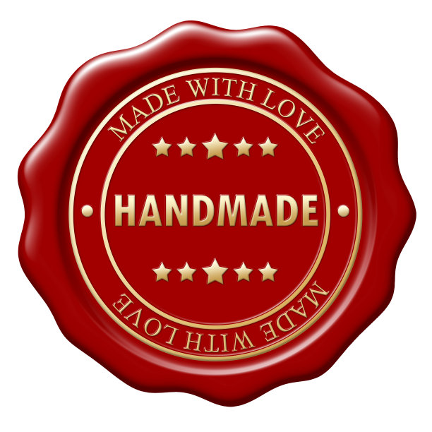 红色蜡印章与文字手工在白色背景图片下载