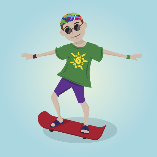 滑板上的男孩素材图片