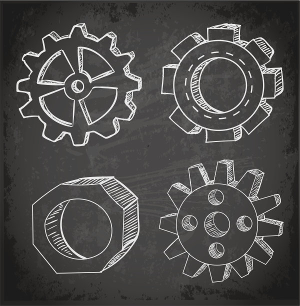 齿轮草图。矢量插图。图片下载