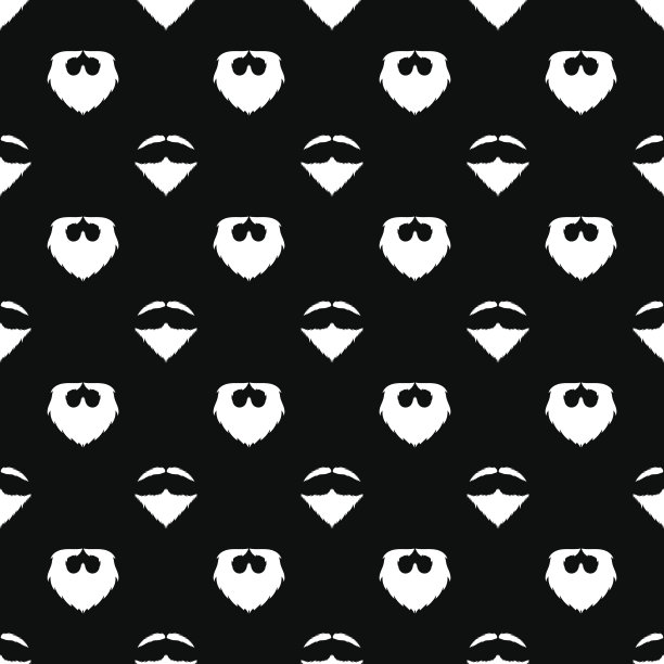 胡子剪影无缝图案。背景图片下载