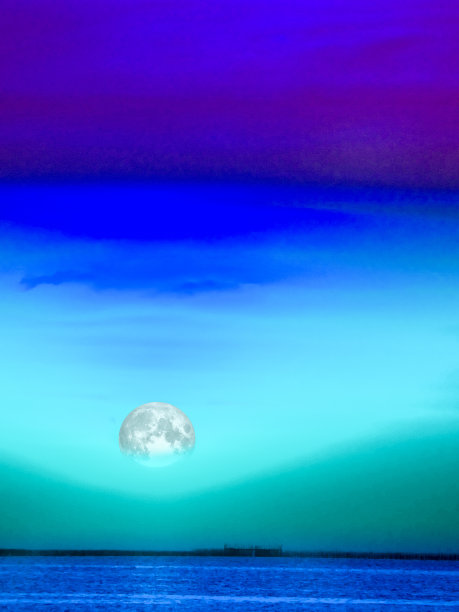 彩色的冷色调天空和云月光图片下载