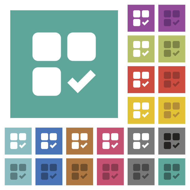 组件ok方形平多色图标图片下载