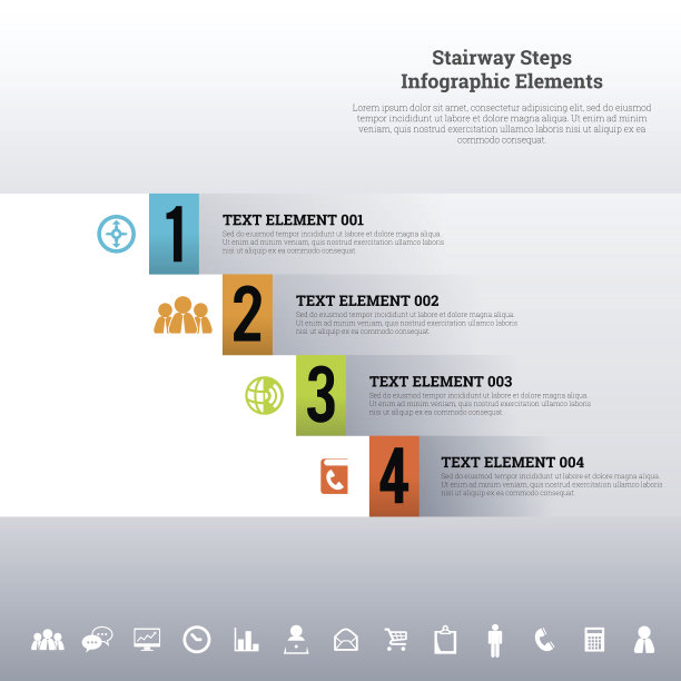 楼梯步骤信息图表元素图片下载