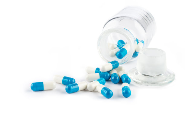 蓝色胶囊，透明瓶，保健药图片下载