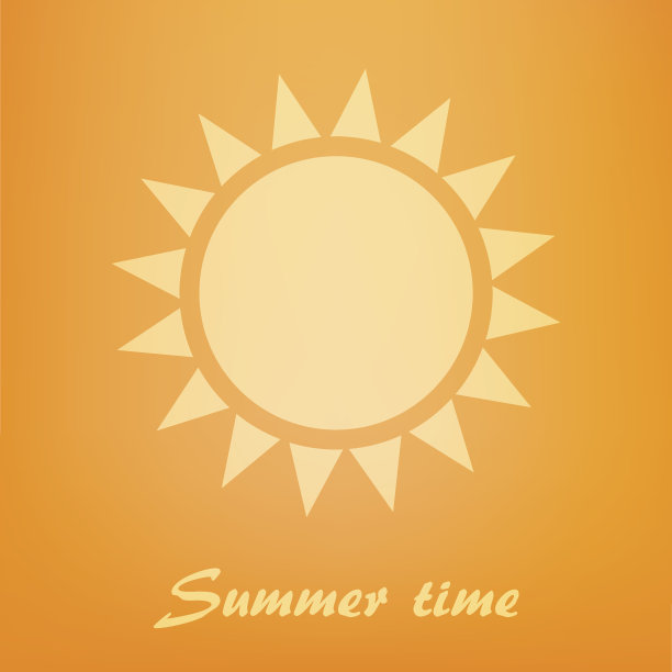 美丽的橙色背景与太阳图标。图片下载